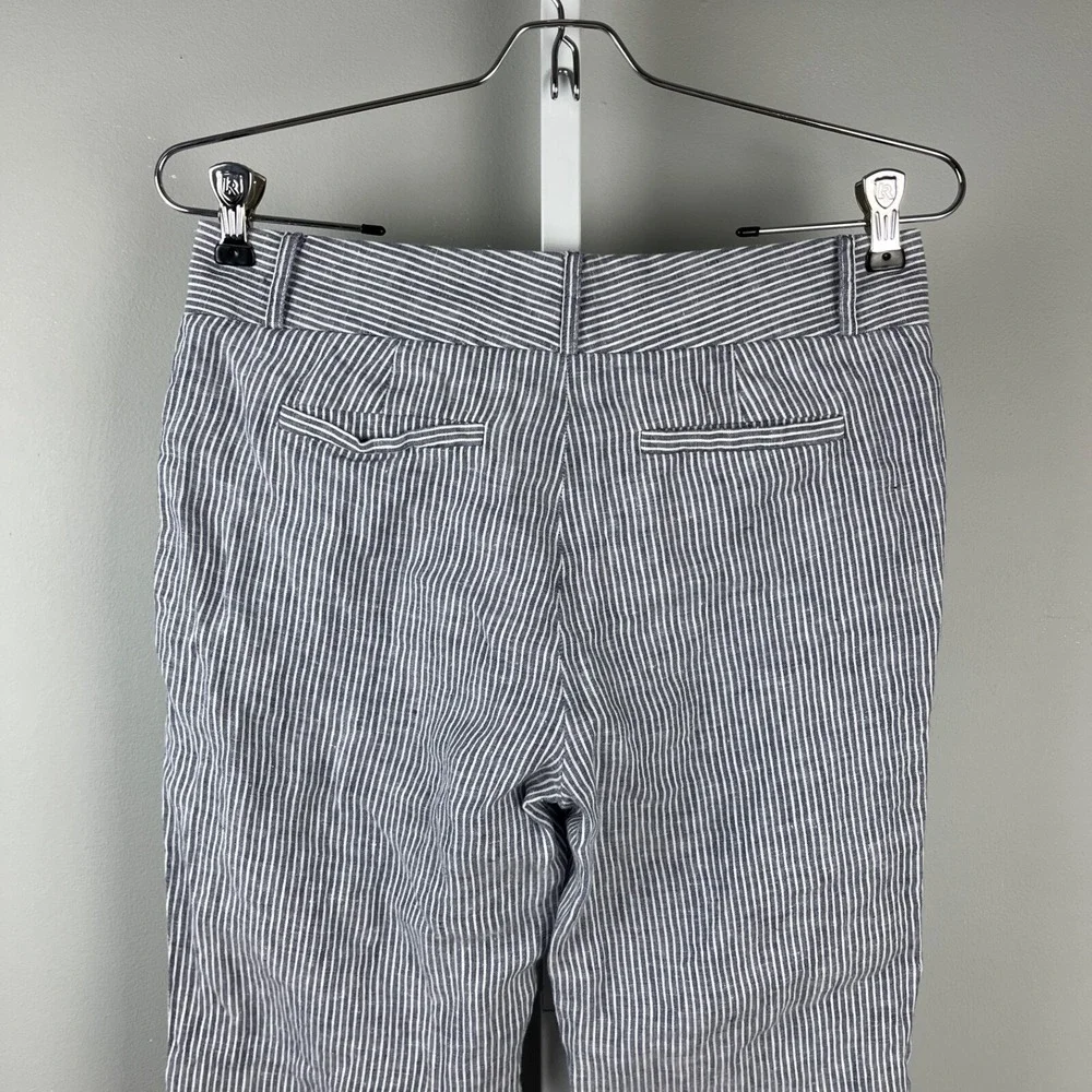 Banana Republic Trouser No. 718 Martin Fit Pants Womens Size 4 Blue White‎ Linen
